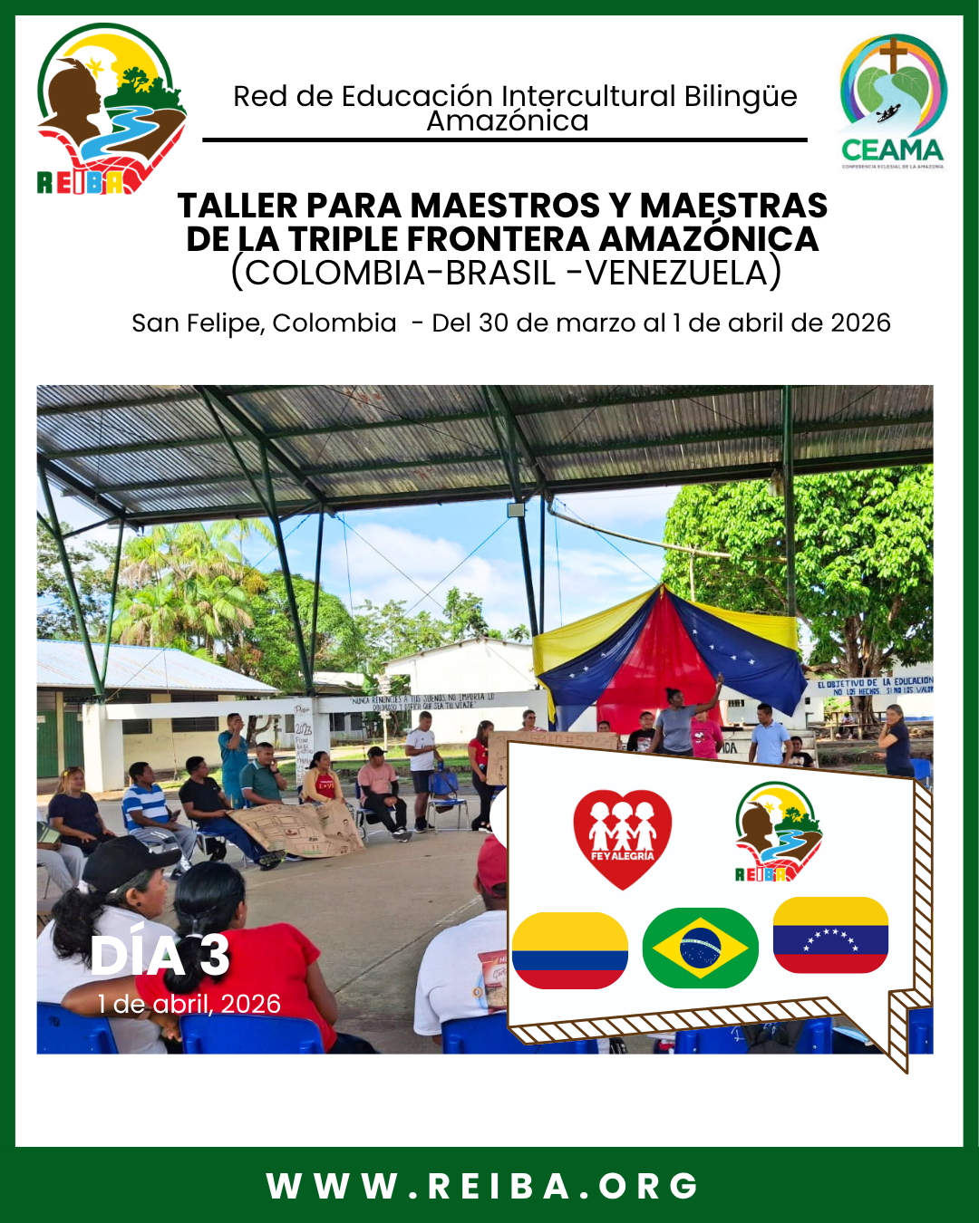 DIA 3: TALLER PARA MAESTROS Y MAESTRAS DE LA TRIPLE FRONTERA (COLOMBIA – BRASIL – VENEZUELA)