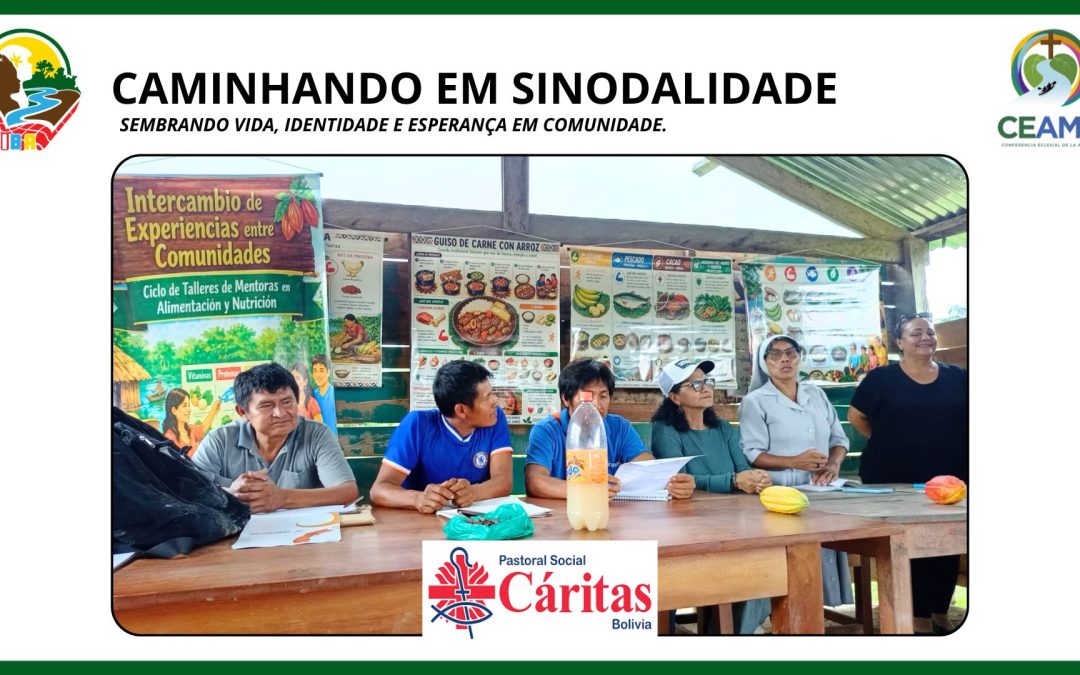 CAMINHANDO EM SINODALIDADE: Cáritas San Borja e a equipe local da REIBA San Borja.